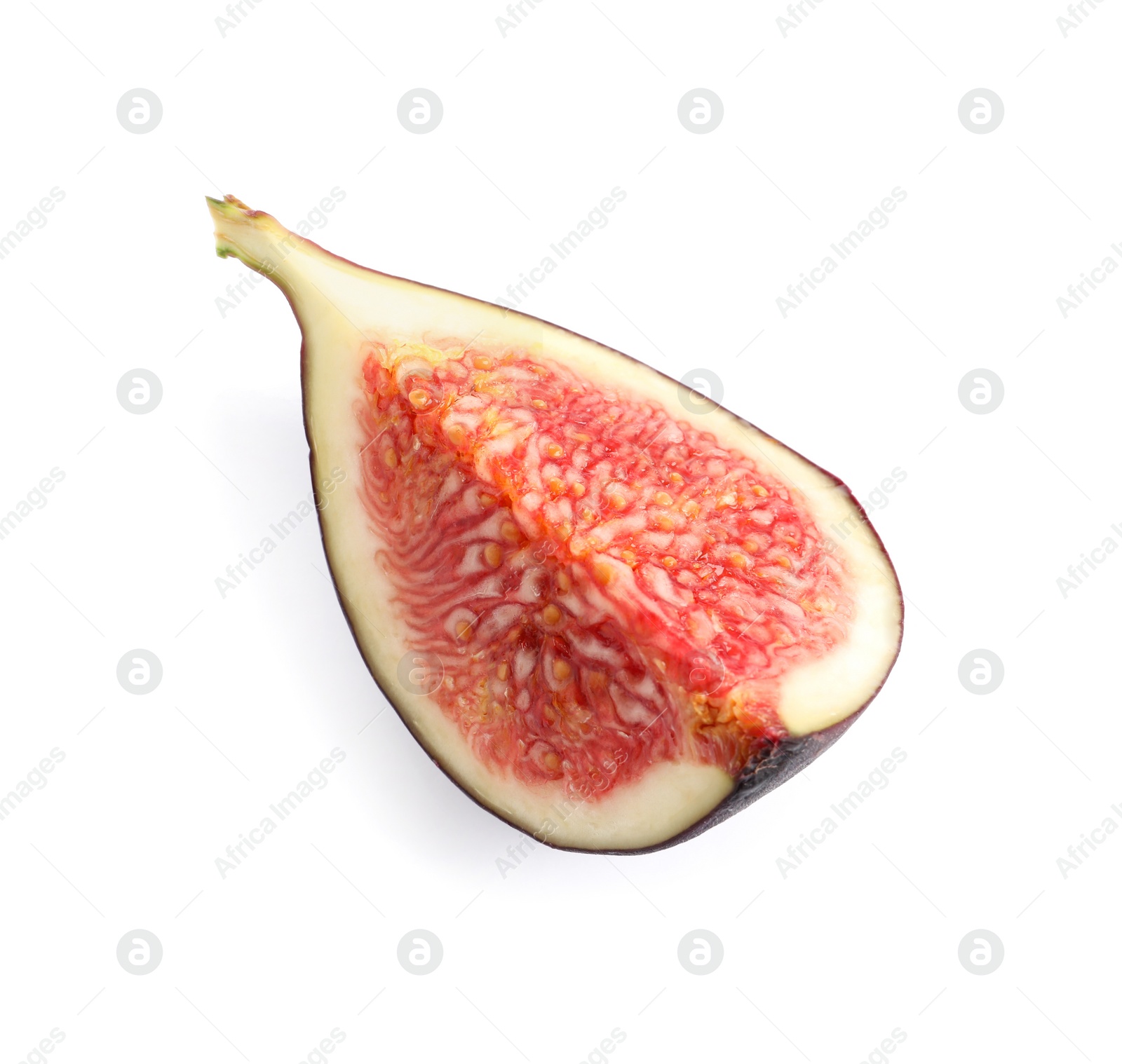 Photo of Piece of fresh fig isolated on white, top view