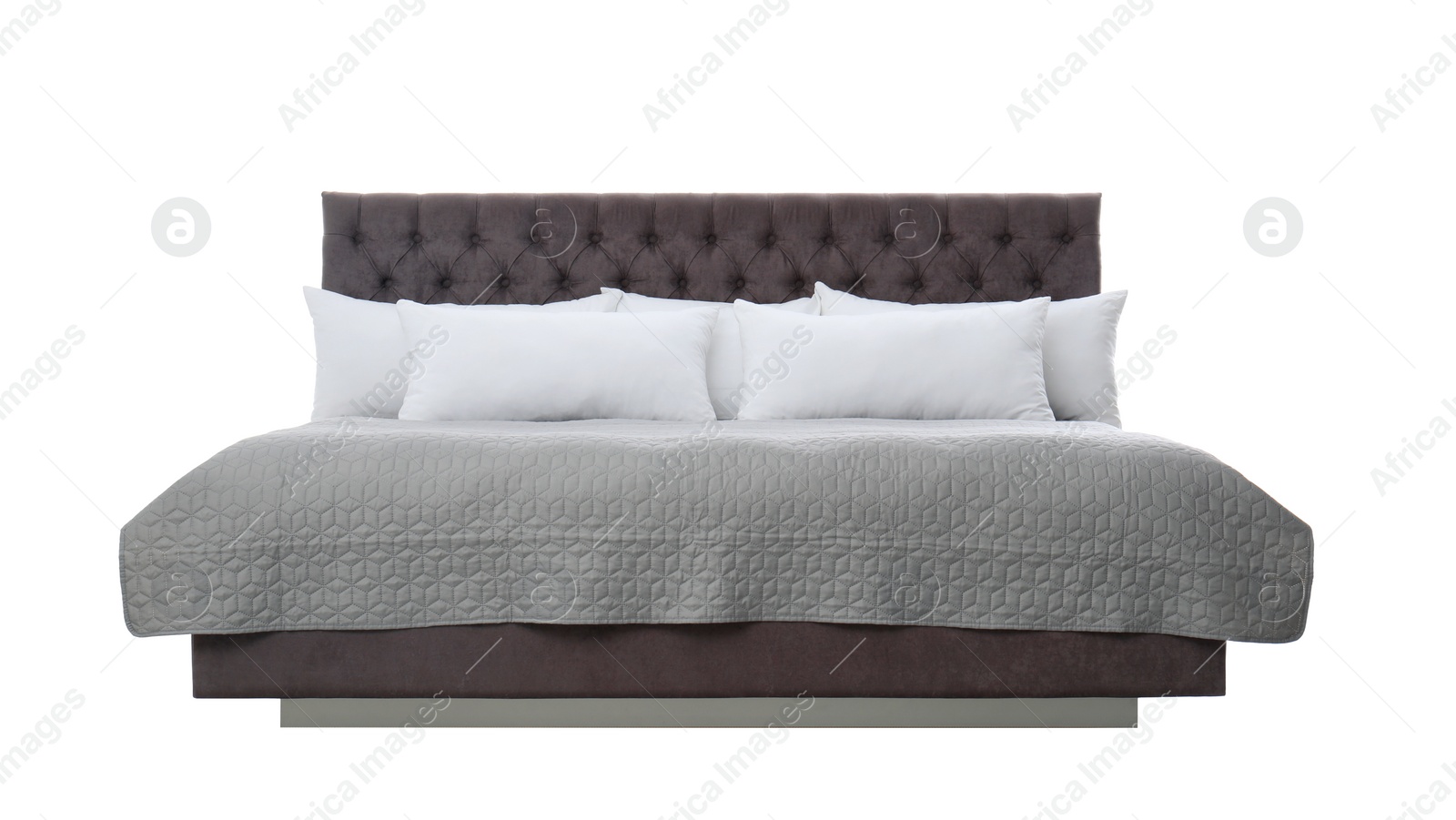 Photo of Comfortable bed on white background. Idea for interior design