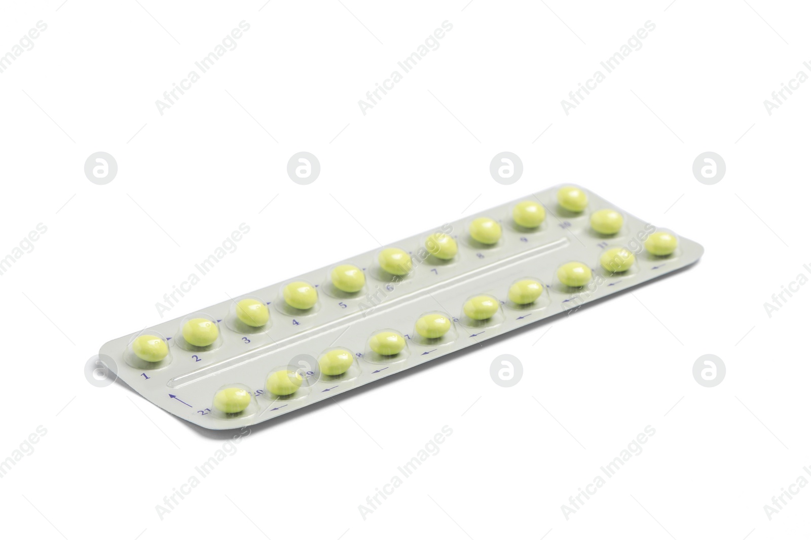 Photo of Blister of oral contraception pills isolated on white
