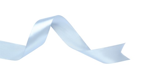 Photo of Beautiful ribbon isolated on white, top view