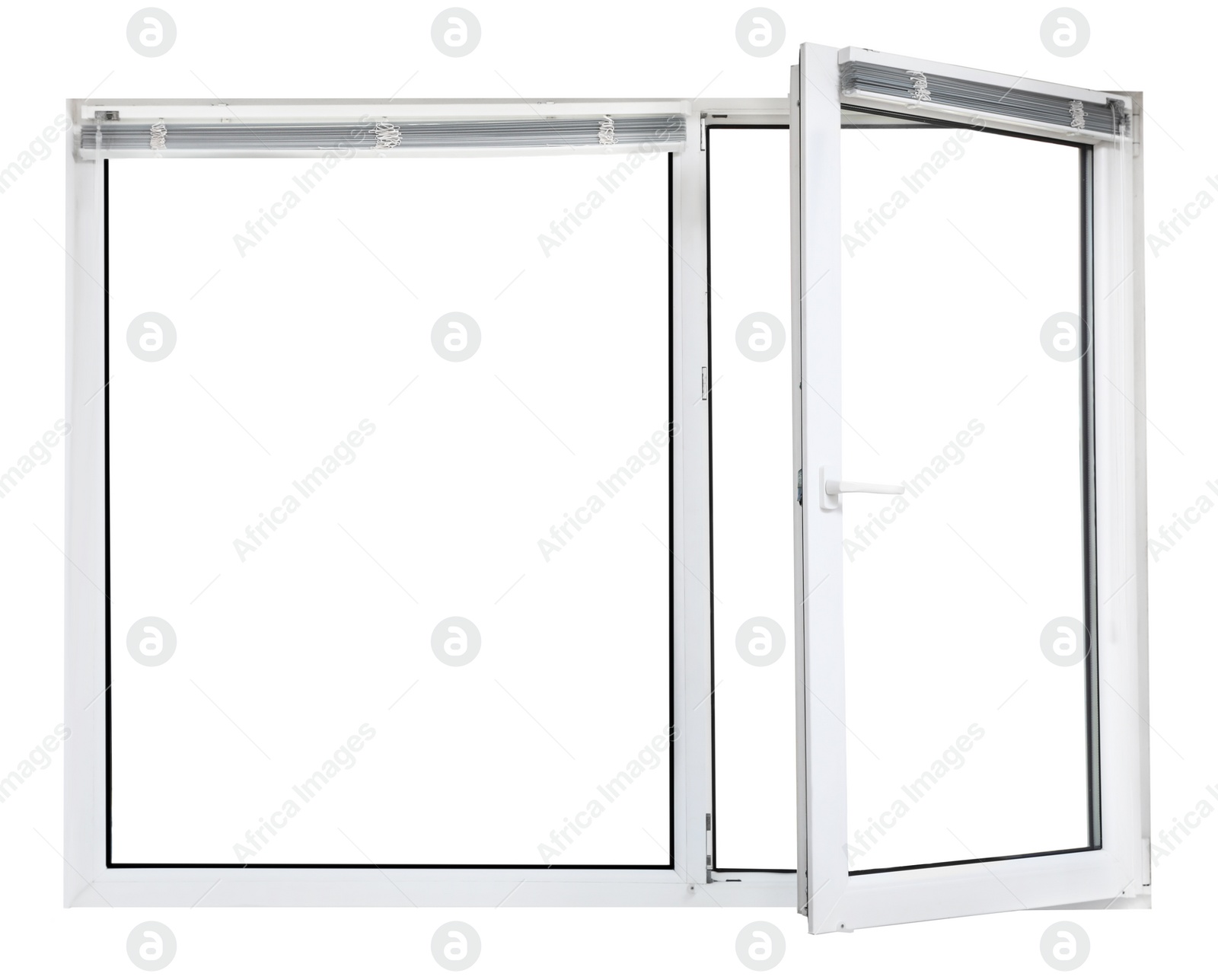 Image of Modern open plastic window on white background