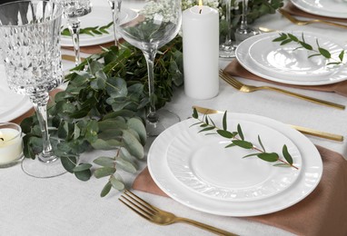 Stylish elegant table setting for festive dinner