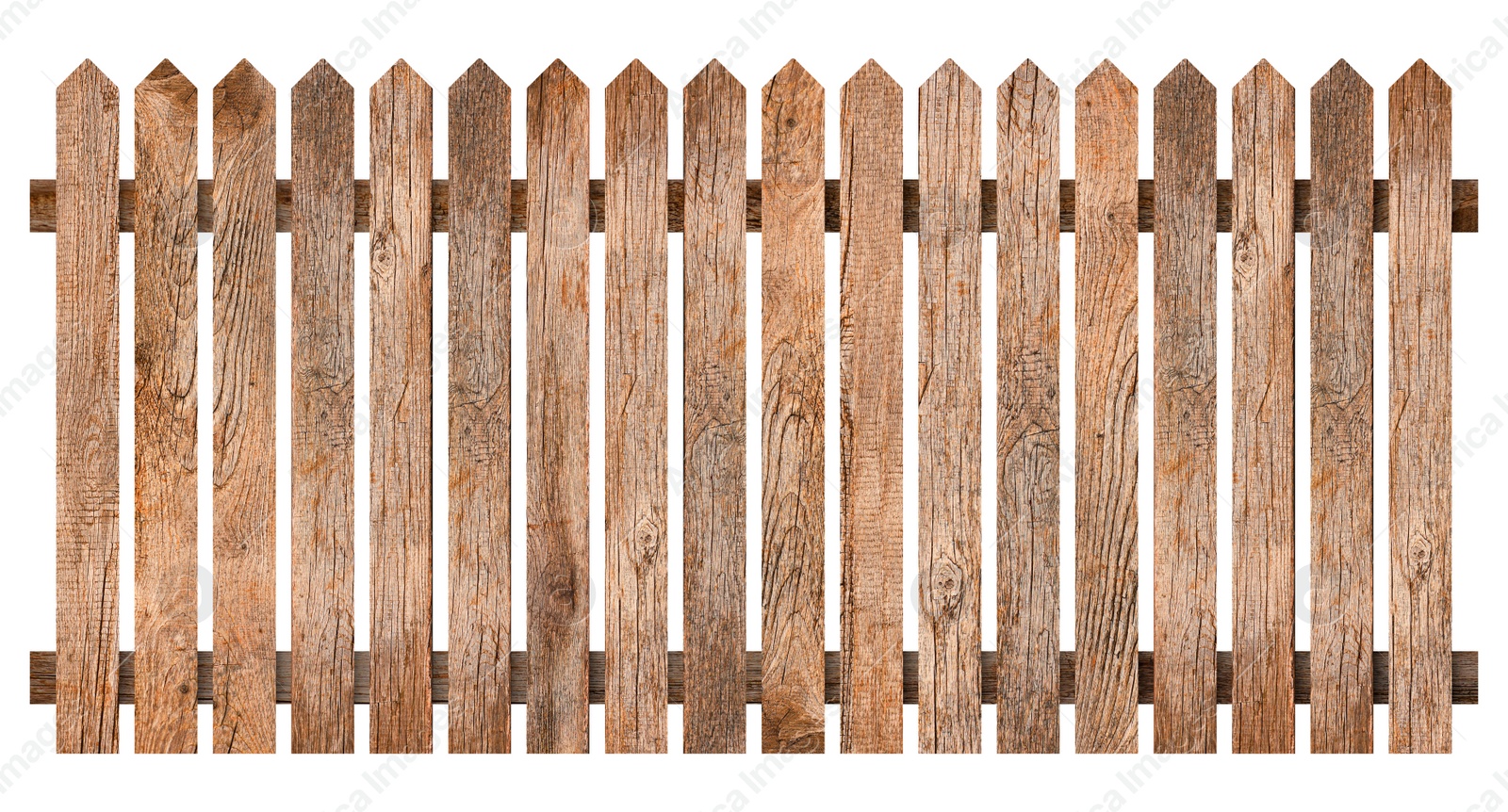 Image of Wooden fence made of old timber isolated on white