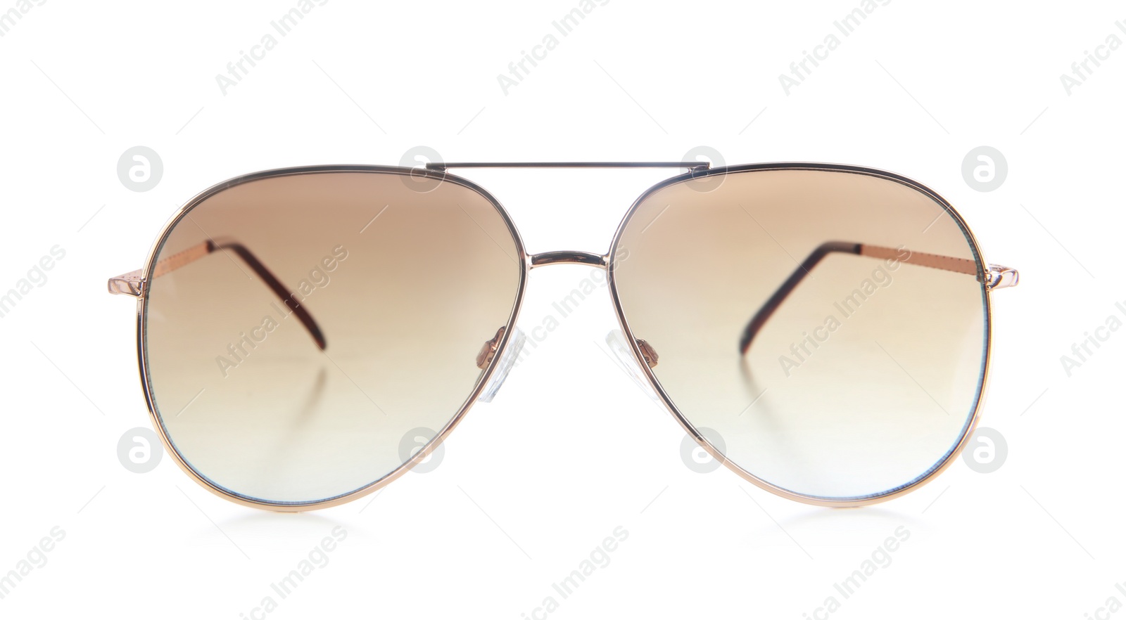 Photo of Stylish sunglasses isolated on white. Beach accessory