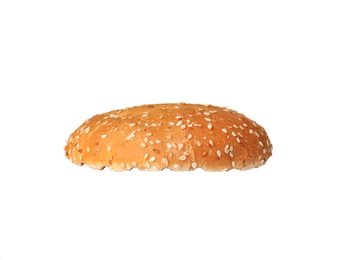 Photo of Half of grilled burger bun isolated on white