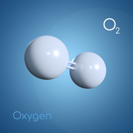 Illustration of Two molecules of Oxygen on blue background, illustration