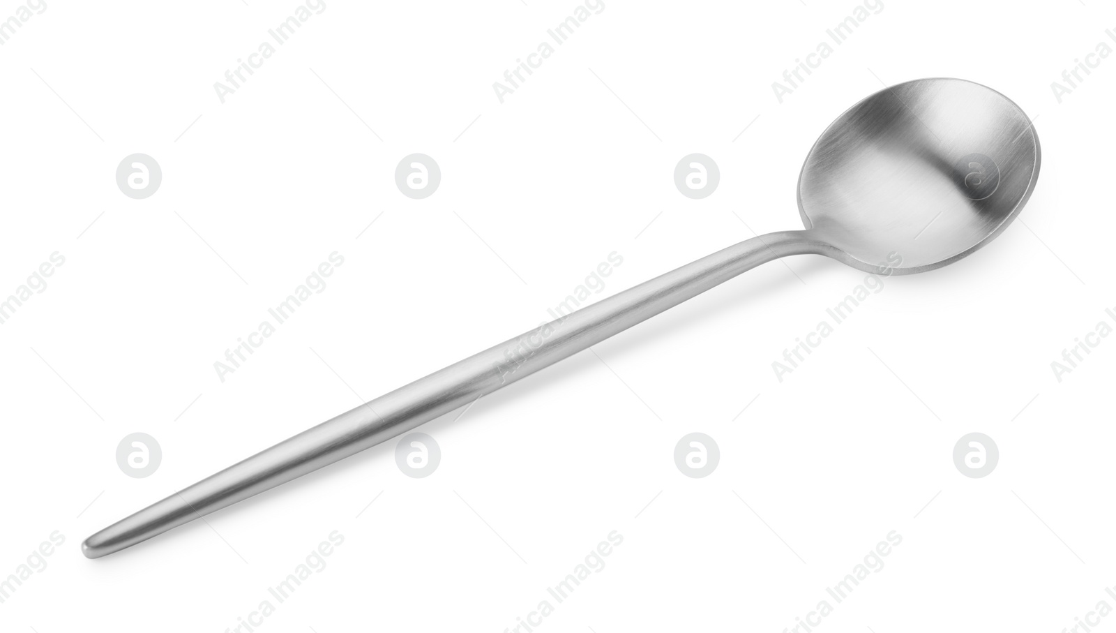 Photo of One shiny silver spoon isolated on white