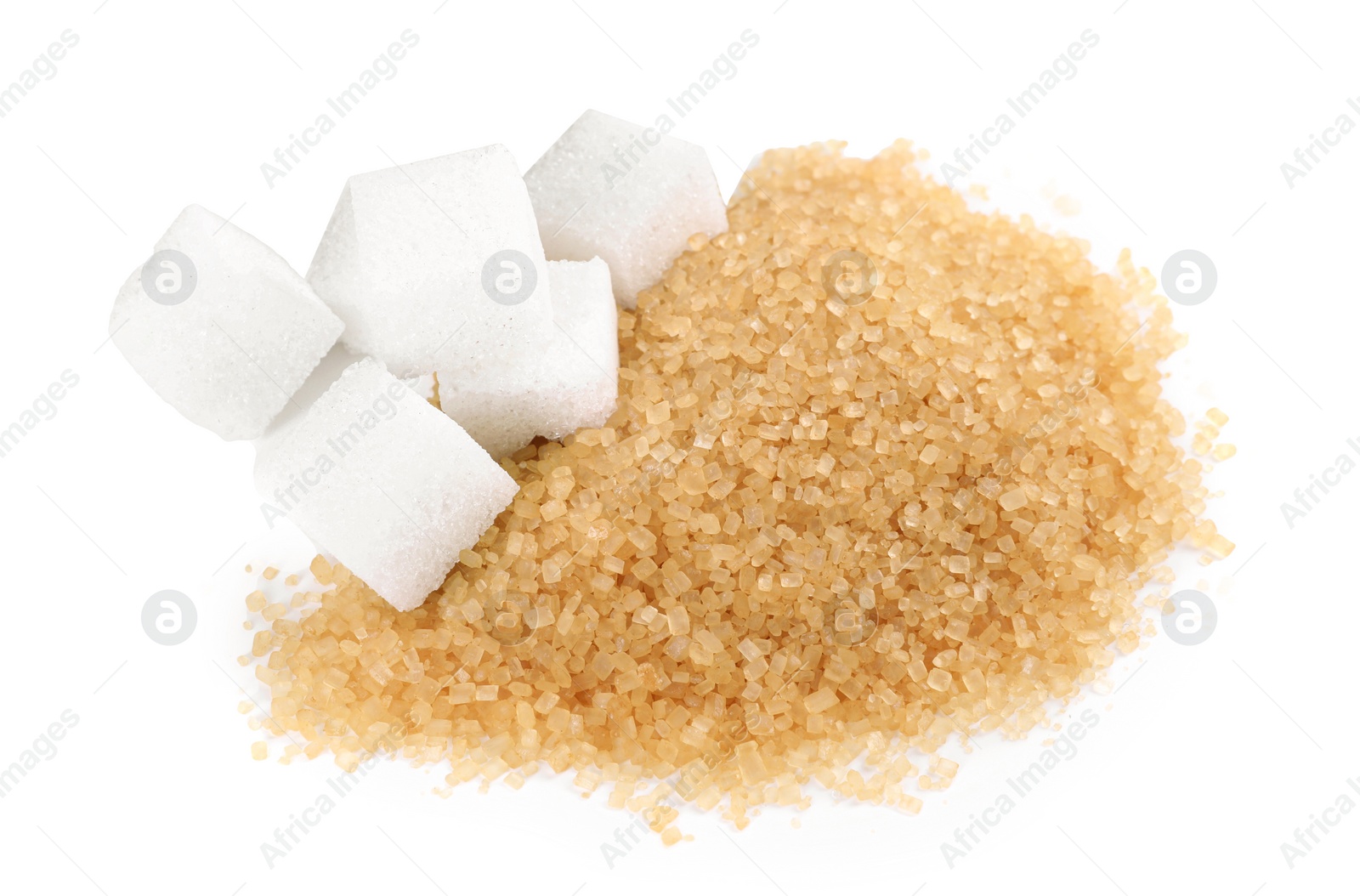 Photo of Different types of sugar isolated on white