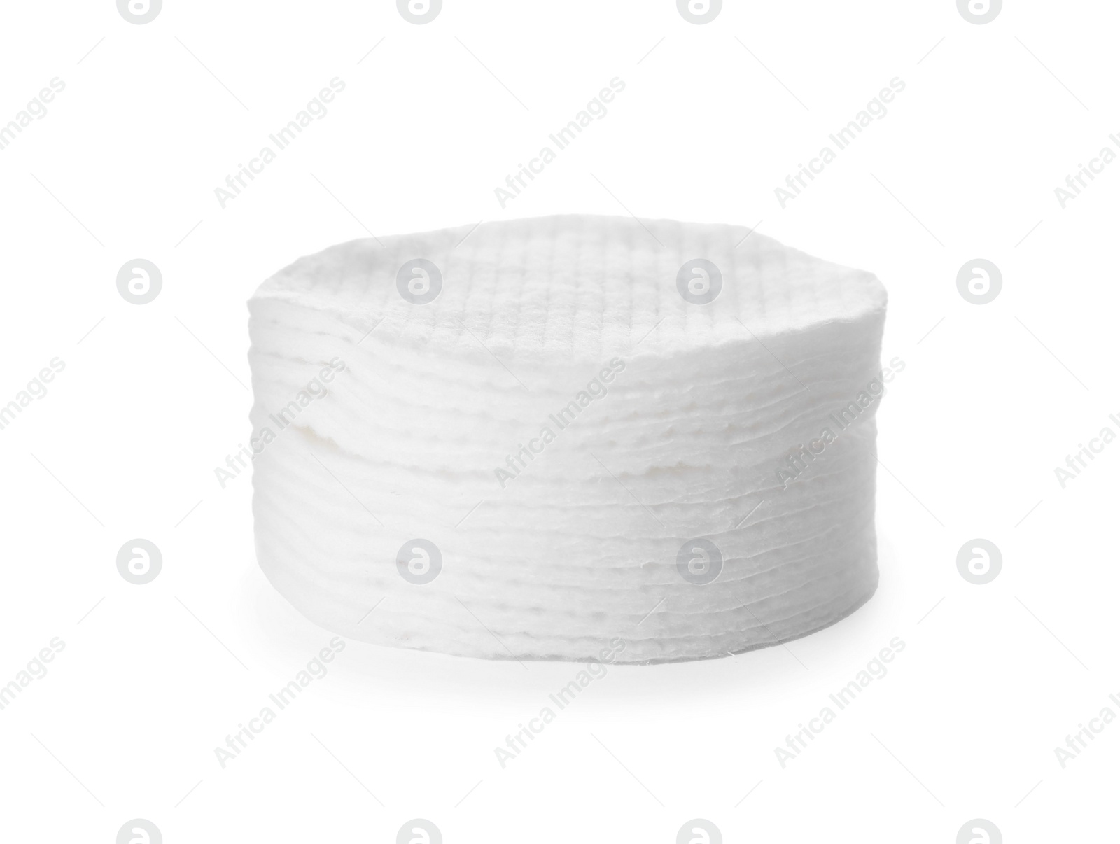 Photo of Stack of soft clean cotton pads isolated on white