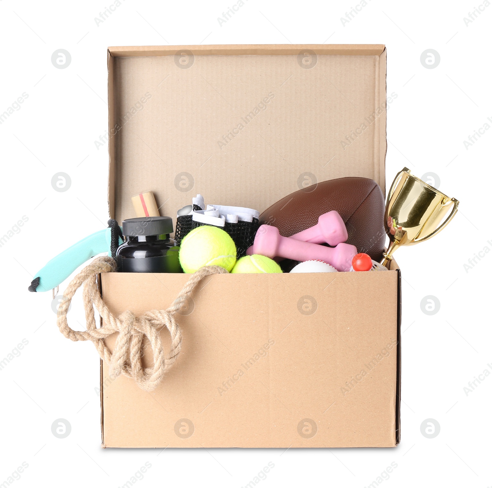 Photo of Box of unwanted stuff isolated on white