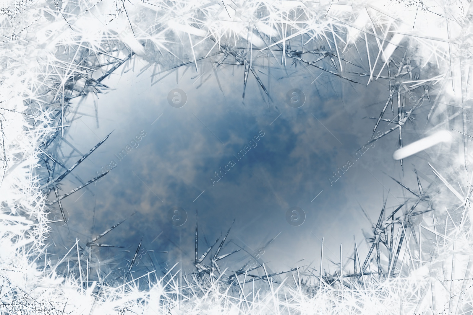 Illustration of Beautiful frost pattern, illustration. Winter cold weather