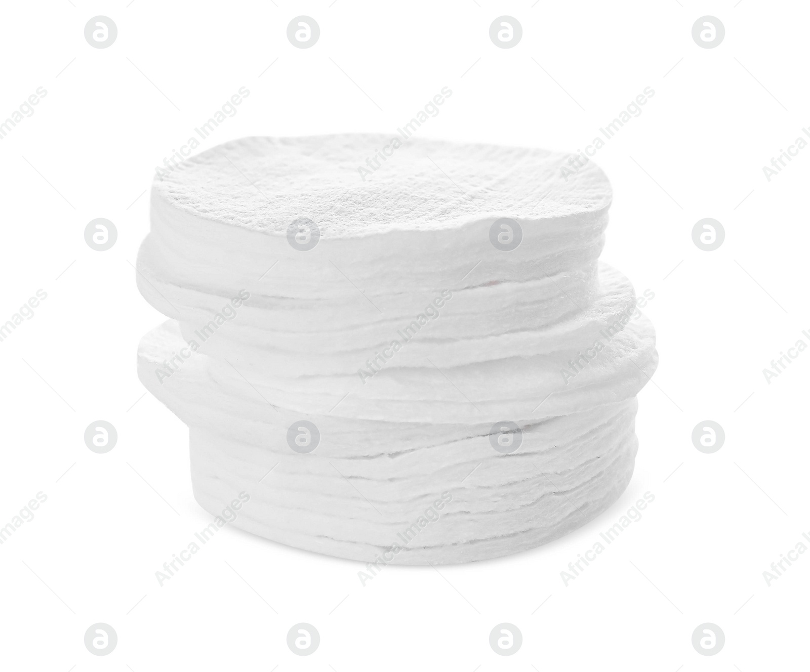 Photo of Stack of cotton pads on white background