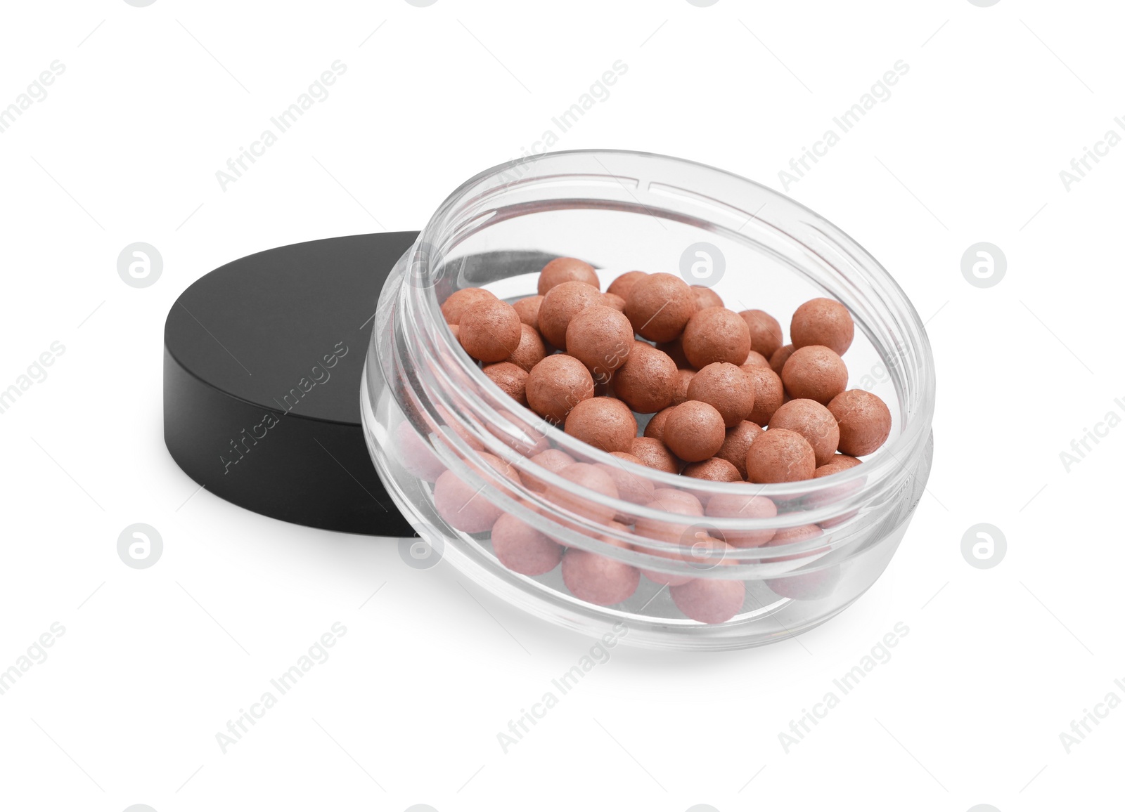 Photo of Face powder balls isolated on white. Makeup product