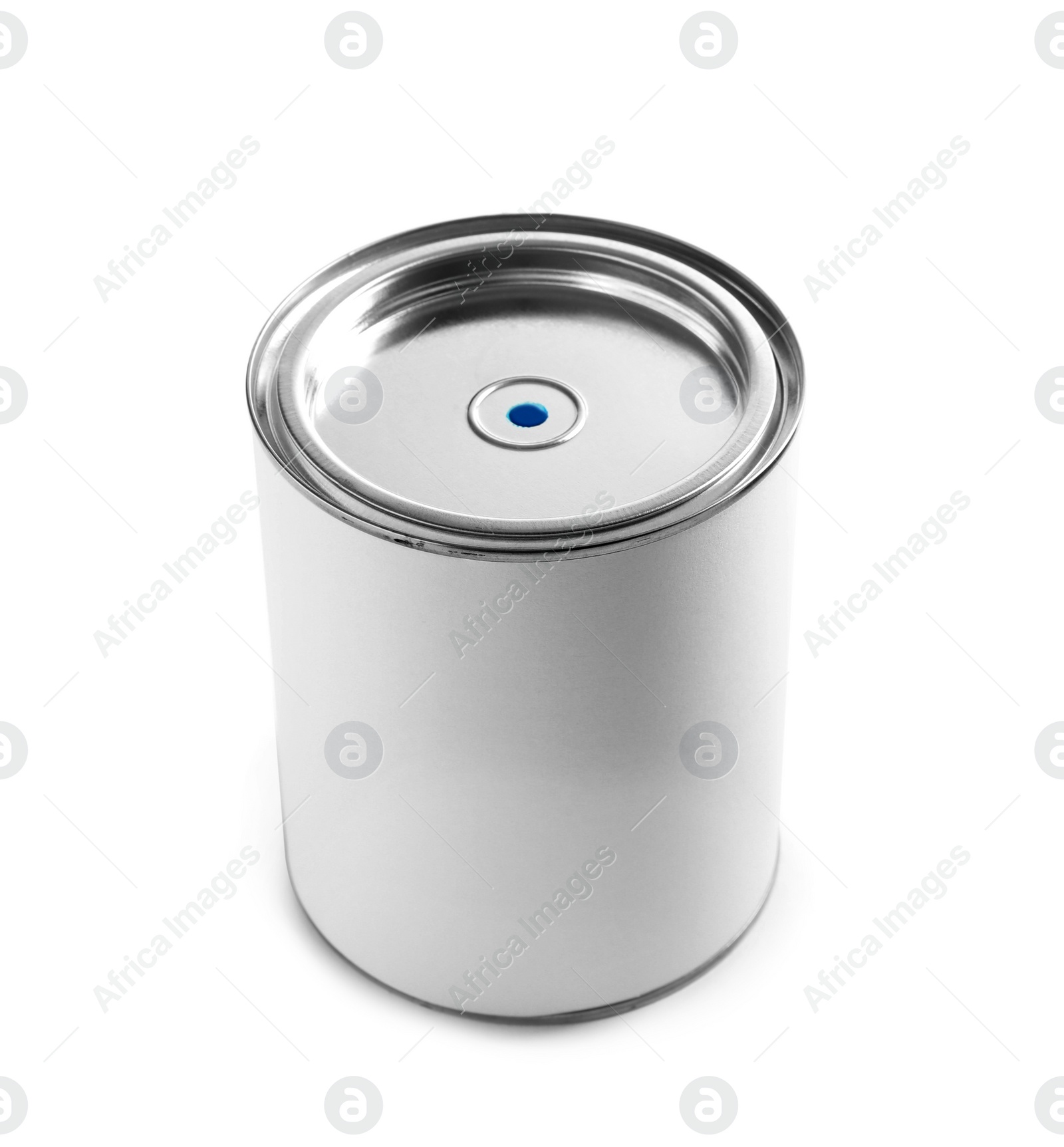 Photo of Closed blank can of paint isolated on white