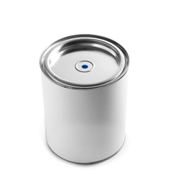 Closed blank can of paint isolated on white