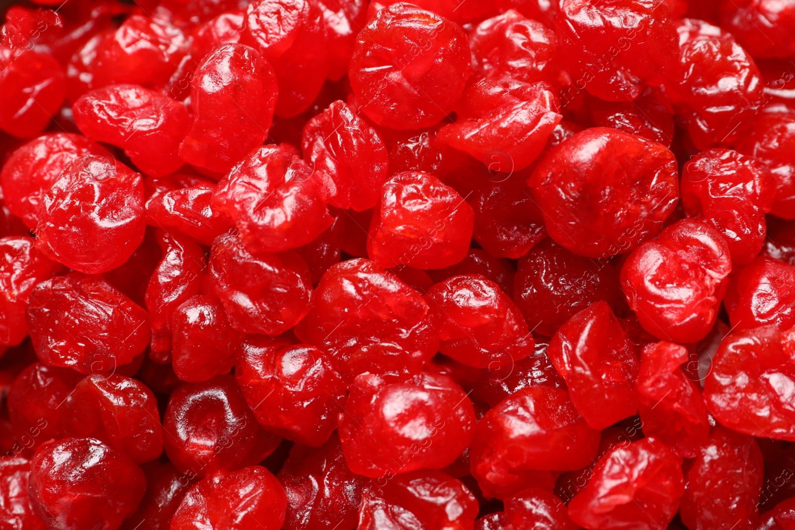 Photo of Tasty cherries as background, top view. Dried fruits as healthy food