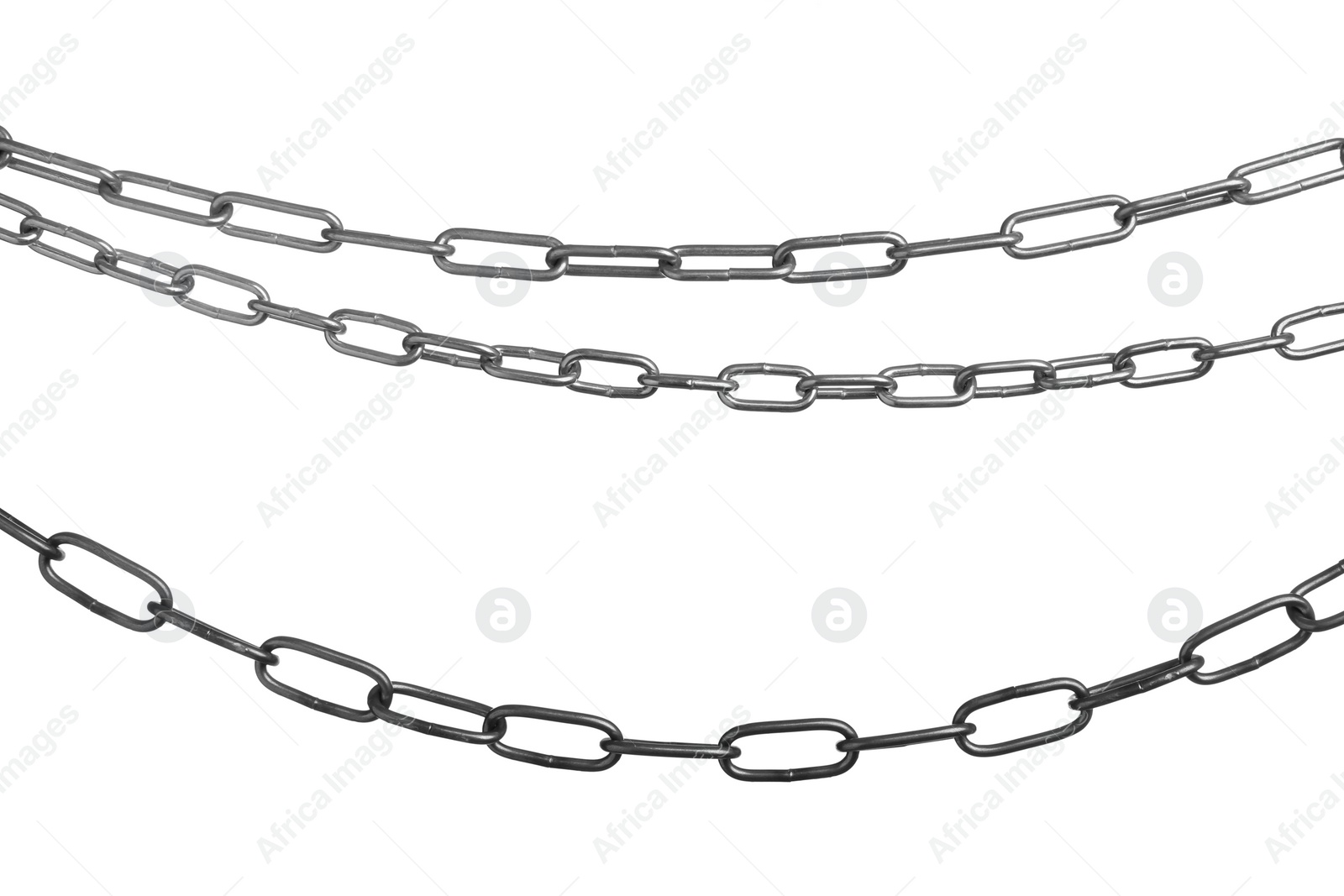 Photo of Three common metal chains isolated on white