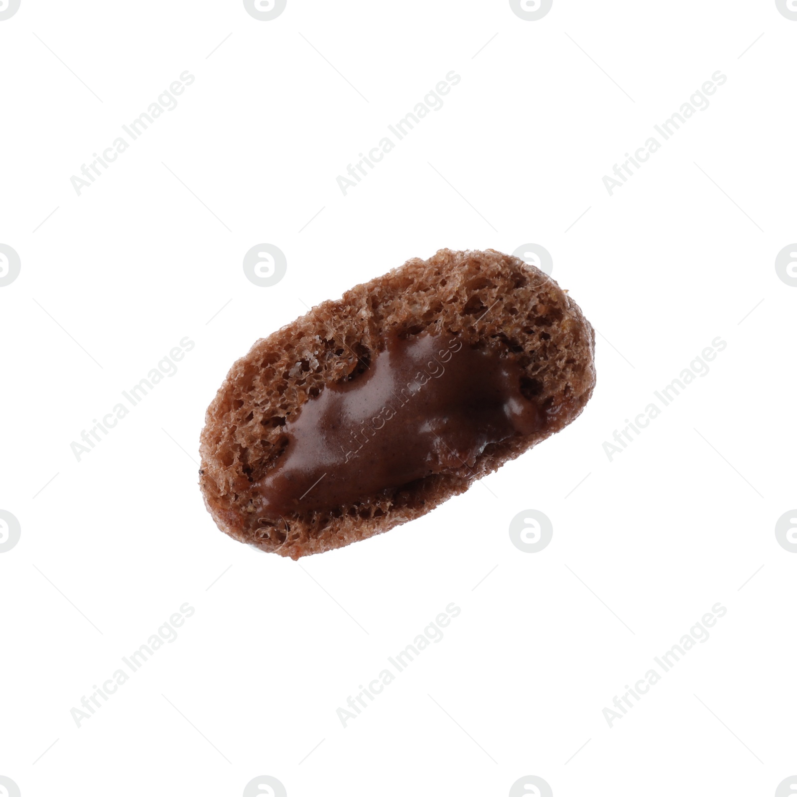 Photo of Broken chocolate corn pad on white background