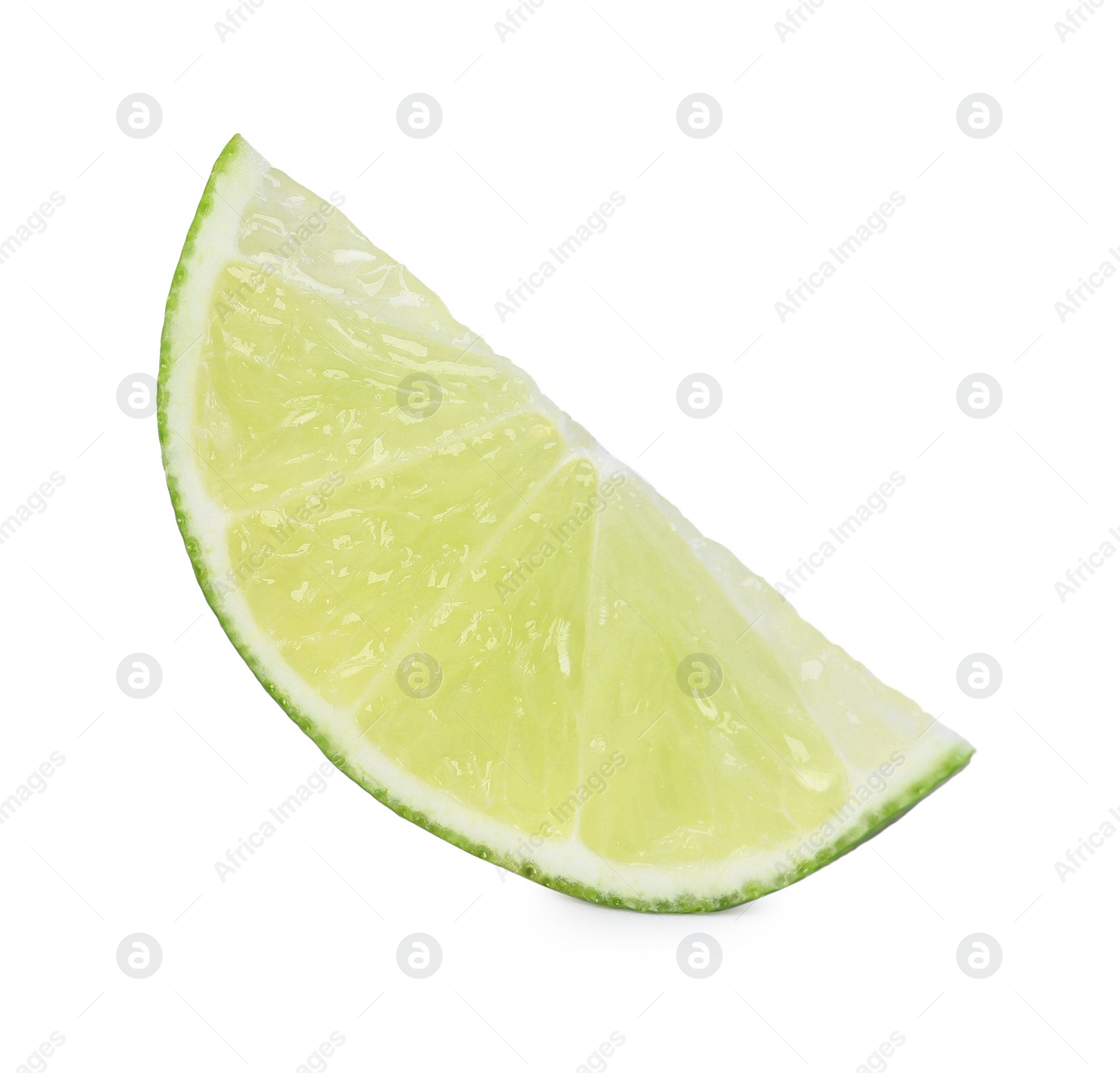 Photo of Citrus fruit. Slice of fresh lime isolated on white