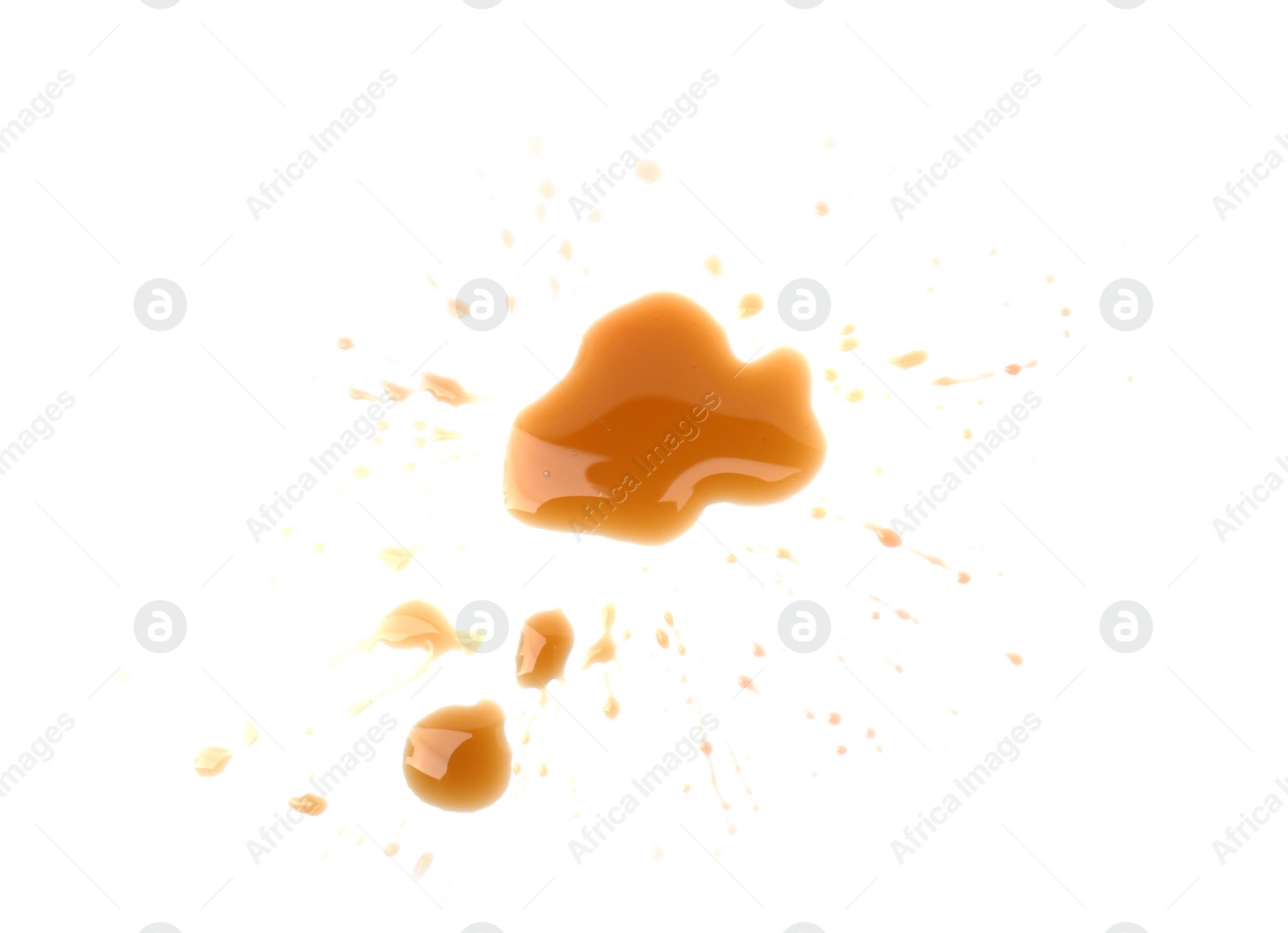 Photo of Tasty soy sauce isolated on white, top view