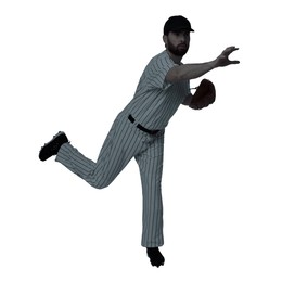 Image of Silhouette of baseball player on white background