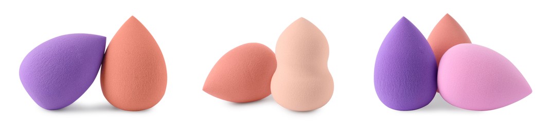 Image of Set of different make-up sponges isolated on white