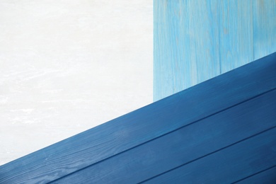 Photo of Different wooden surfaces for photography, flat lay. Stylish photo background
