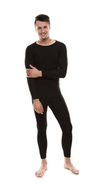 Photo of Man wearing thermal underwear isolated on white