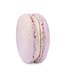 Photo of Violet macaron isolated on white. Delicious dessert