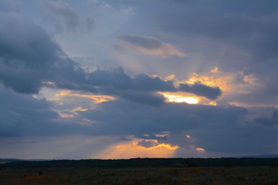 Photo of Picturesque view of beautiful countryside at sunset