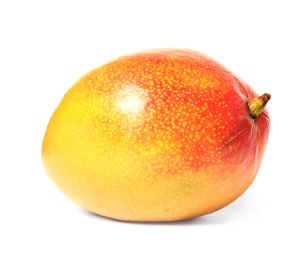 Photo of Delicious ripe mango on white background. Tropical fruit