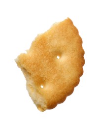 Photo of Piece of tasty cracker isolated on white