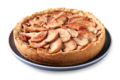 Photo of Fresh delicious apple pie isolated on white