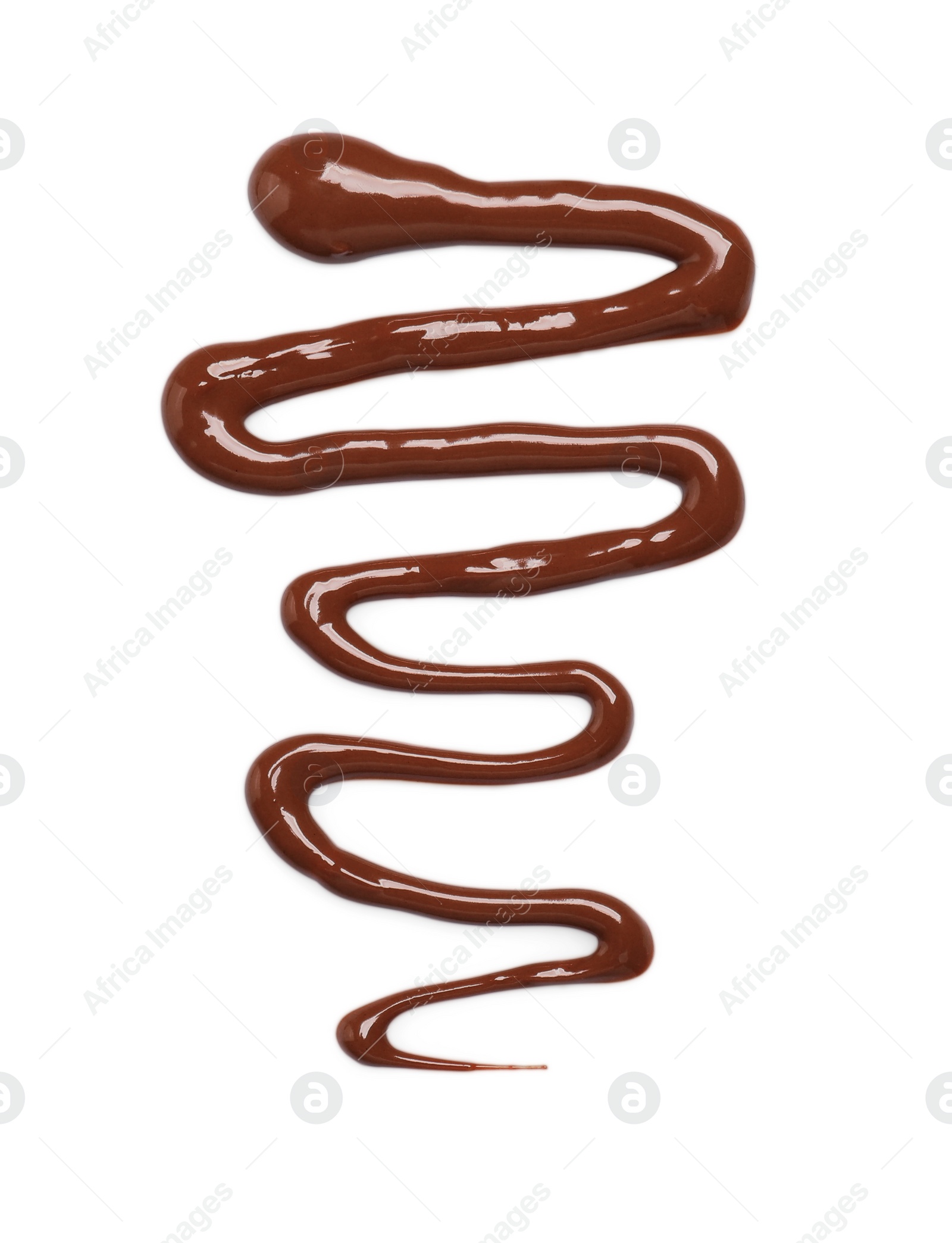 Smear of tasty milk chocolate paste isolated on white, top view Photo of Smear of tasty milk chocolate paste isolated on white, top view