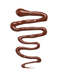 Photo of Smear of tasty milk chocolate paste isolated on white, top view
