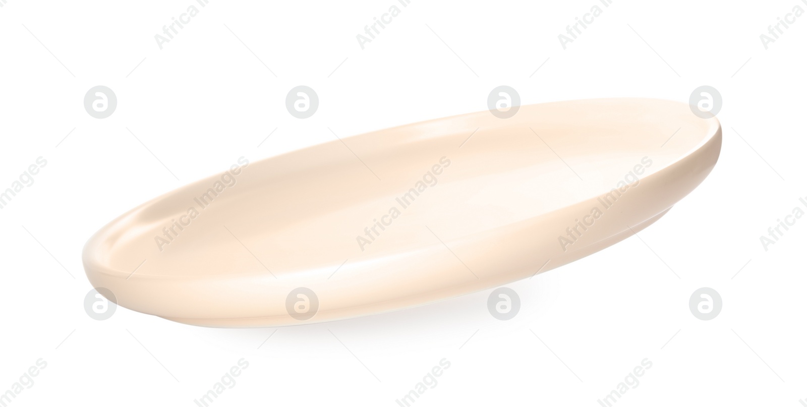 Photo of Clean empty beige plate isolated on white