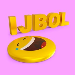 Illustration of Acronym IJBOL and laughing emoji on violet background