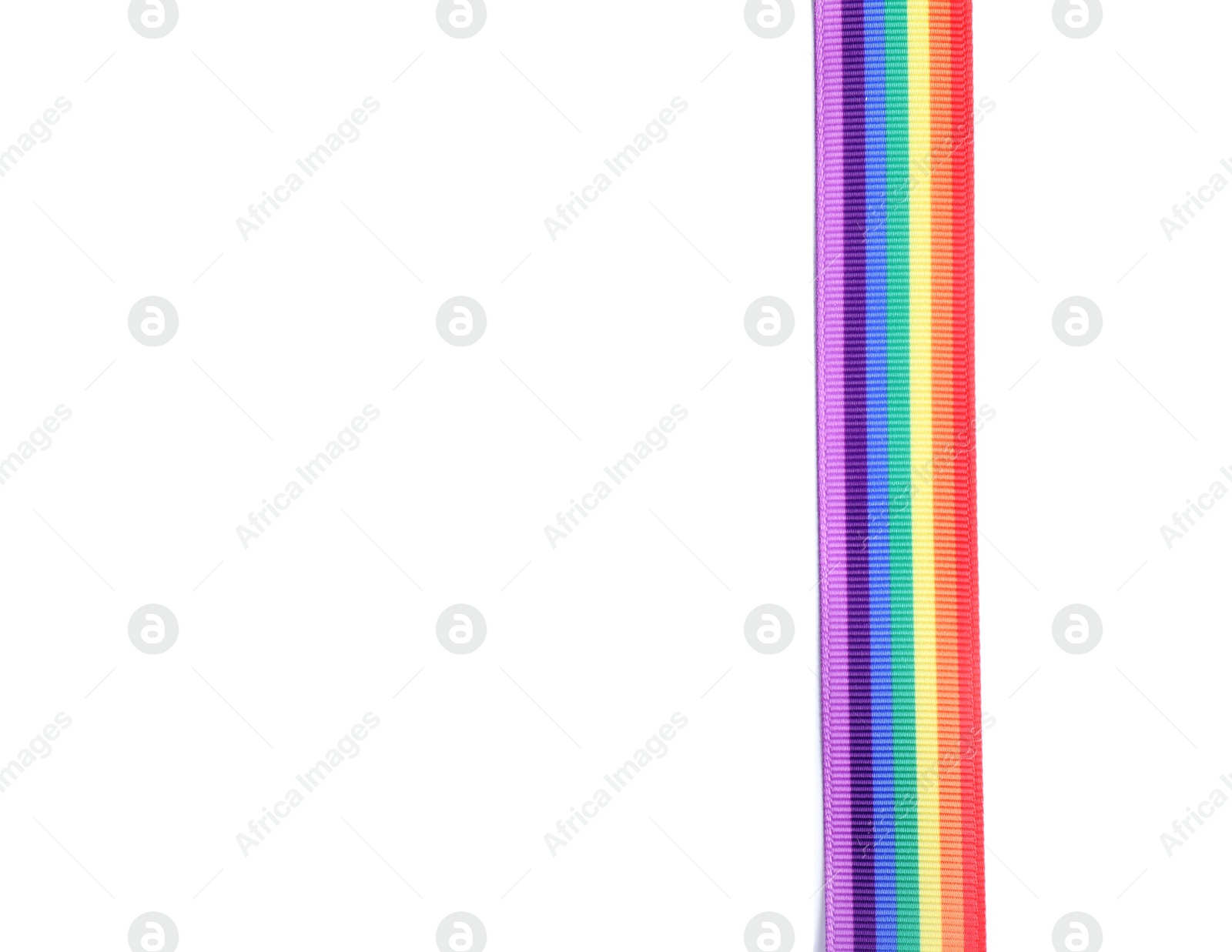 Photo of Rainbow ribbon on white background. Gay symbol