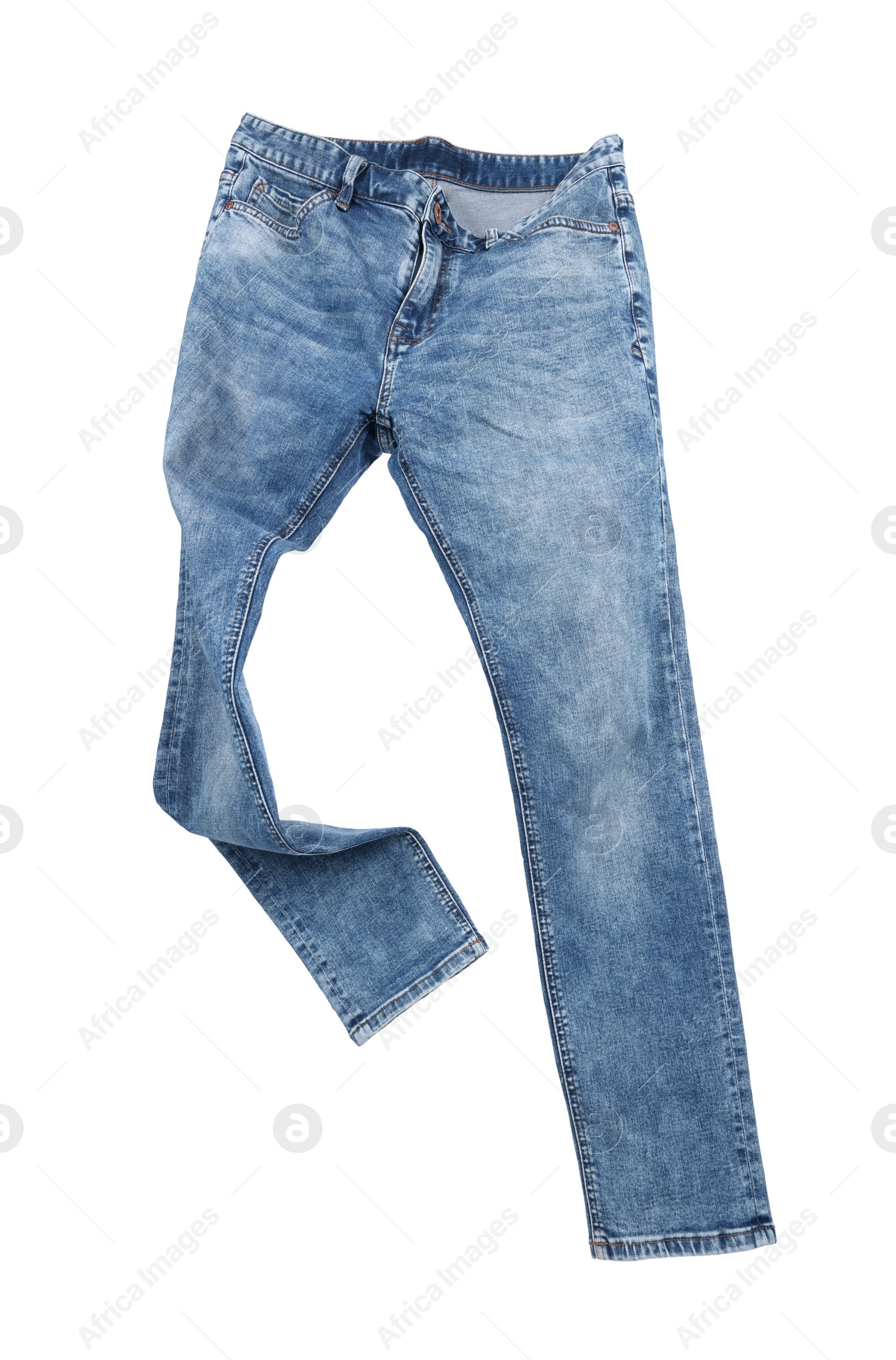 Image of Stylish light blue jeans isolated on white