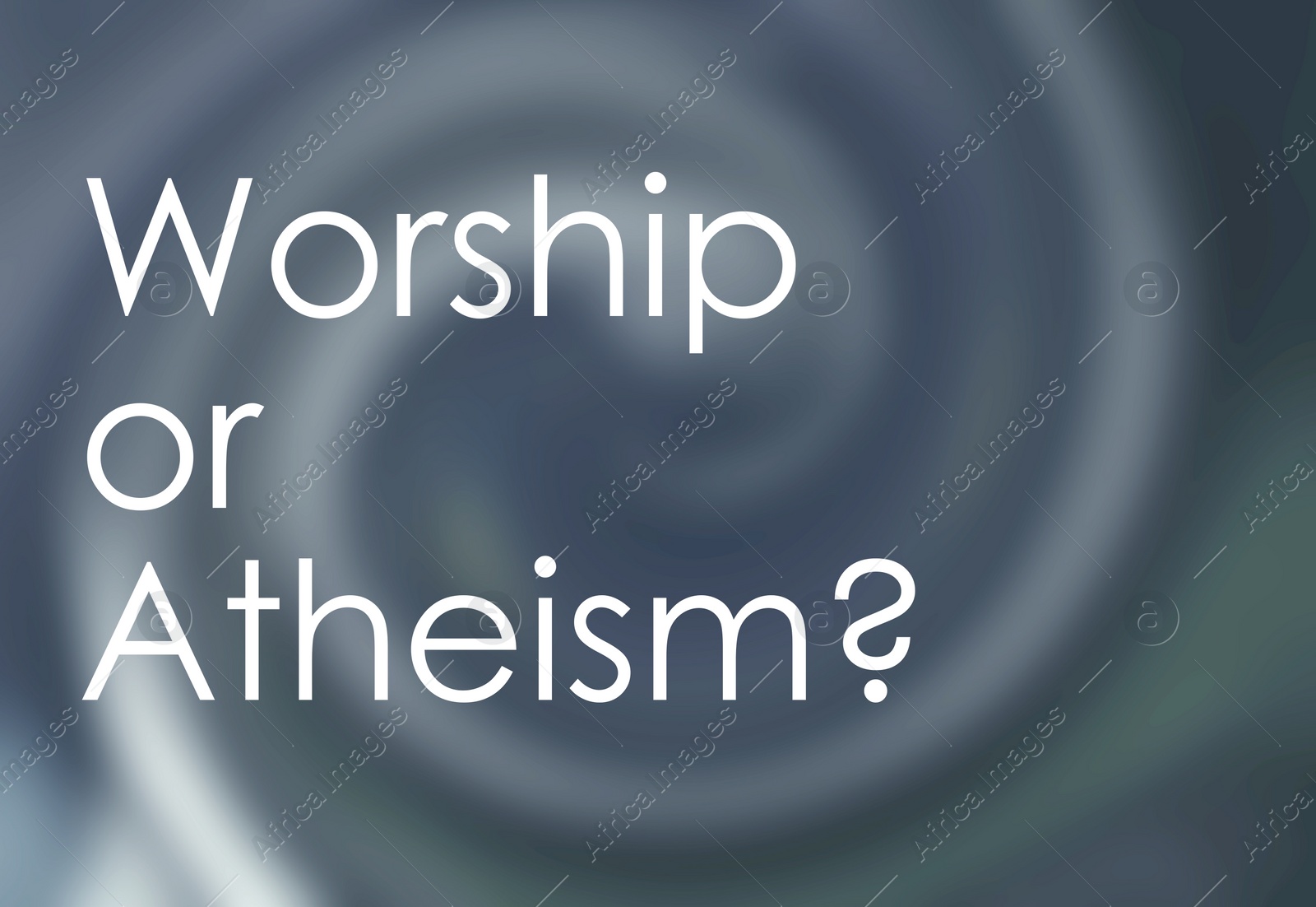 Illustration of Question Worship Or Atheism on blurred background