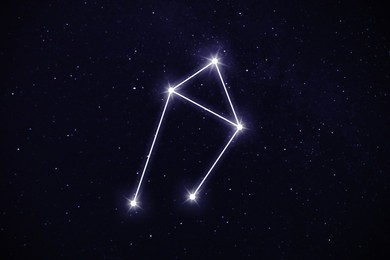 Libra constellation. Stick figure pattern in starry night sky