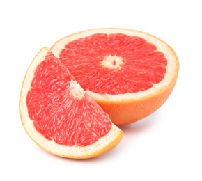 Photo of Ripe grapefruit on white background. Fresh fruit