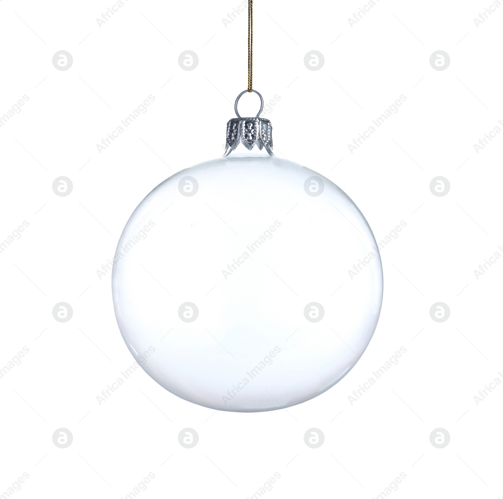 Photo of Transparent glass Christmas ball isolated on white