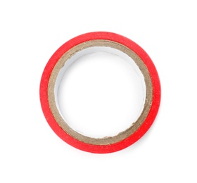 Electrician's tape on white background, top view