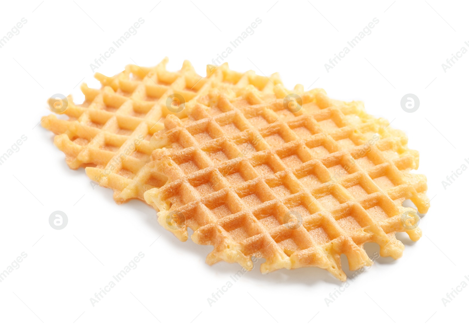 Photo of Delicious waffles for breakfast on white background