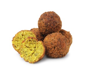 Photo of Delicious fried falafel balls isolated on white