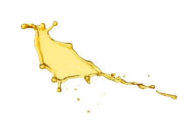 Photo of Splash of tasty fresh juice isolated on white