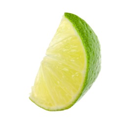 Photo of Slice of fresh green ripe lime isolated on white