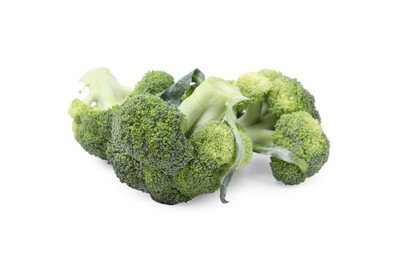 Pile of fresh raw green broccoli isolated on white