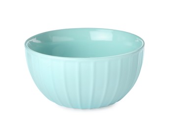 Photo of Elegant new turquoise bowl isolated on white